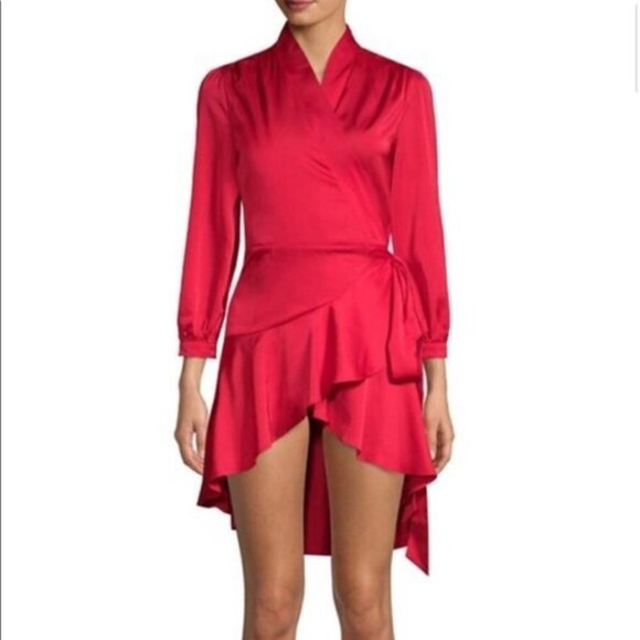 Few Moda Red Street Tie Wrap Dress Christmas Size Medium new with tags #112 - Picture 2 of 6